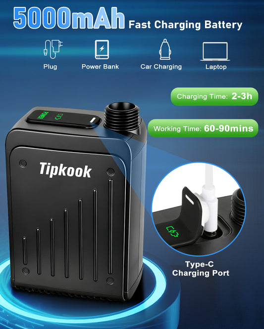 Portable Shower for Camping, Tipkook Rechargeable Camping Shower with 4 Spray Modes,3 Adjustable Speeds,LED Display,IPX8 Waterproof Dog Showers Kit for Bathing Pets,Travel