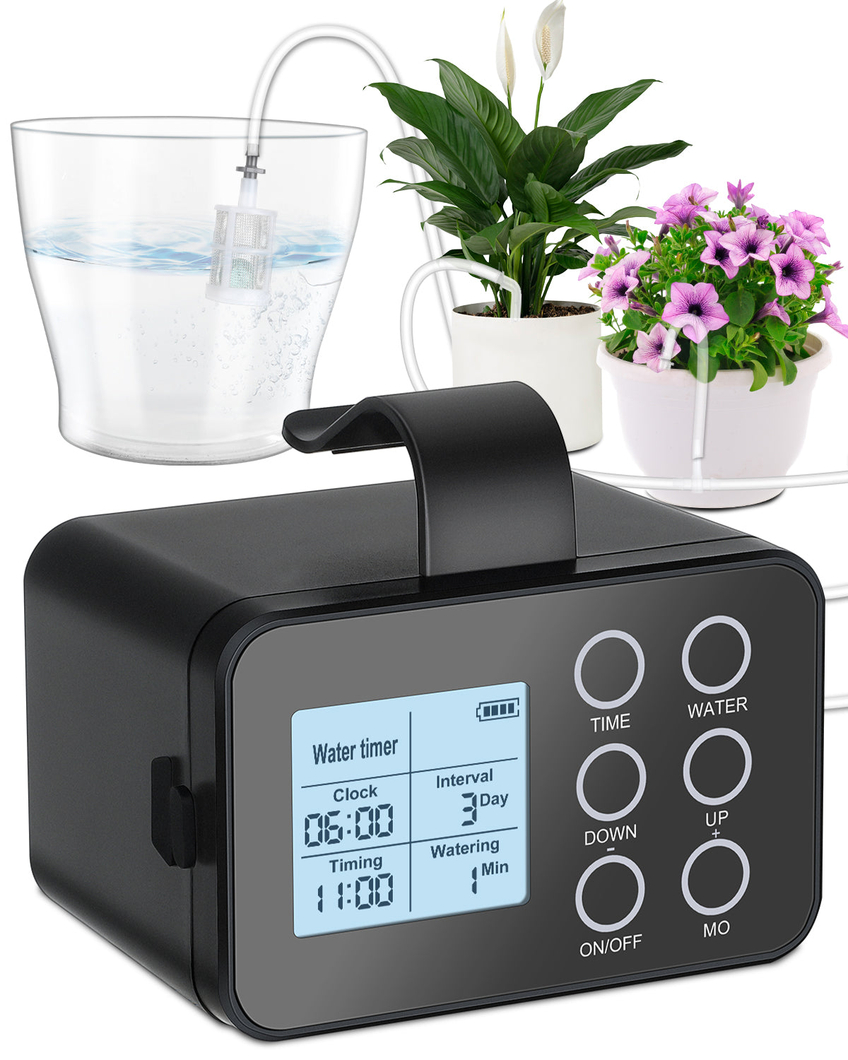 Plant Automatic Watering System for Indoor,Programmable Drip Irrigation System with LED Display,Watering Timer,Drip Irrigation Set with Transparent Silicone Tubing up to15 Pots Plants