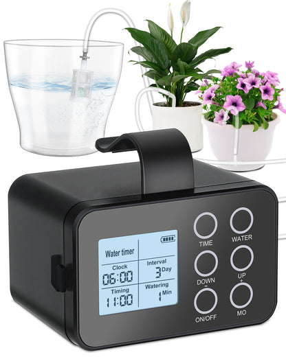 Plant Automatic Watering System for Indoor,Programmable Drip Irrigation System with LED Display,Watering Timer,Drip Irrigation Set with Transparent Silicone Tubing up to15 Pots Plants