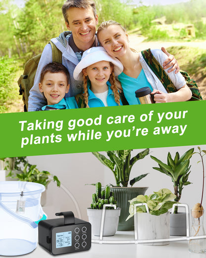 Plant Automatic Watering System for Indoor,Programmable Drip Irrigation System with LED Display,Watering Timer,Drip Irrigation Set with Transparent Silicone Tubing up to15 Pots Plants