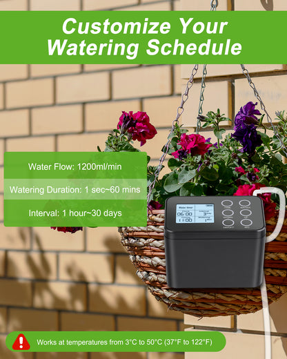Plant Automatic Watering System for Indoor,Programmable Drip Irrigation System with LED Display,Watering Timer,Drip Irrigation Set with Transparent Silicone Tubing up to15 Pots Plants