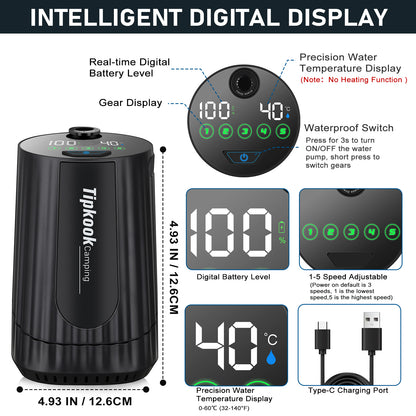 Tipkook 10000mAh Rechargeable Camping Shower