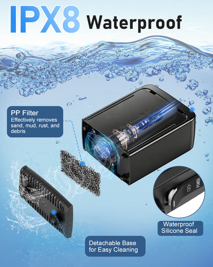 Portable Shower for Camping, Tipkook Rechargeable Camping Shower with 4 Spray Modes,3 Adjustable Speeds,LED Display,IPX8 Waterproof Dog Showers Kit for Bathing Pets,Travel