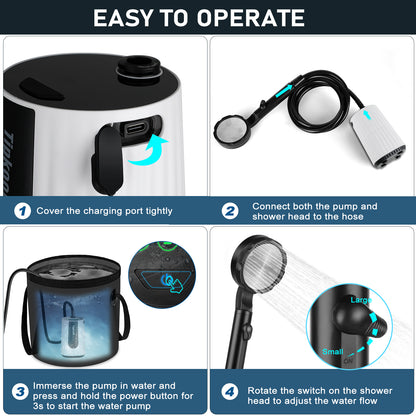 Tipkook 10000mAh Rechargeable Camping Shower
