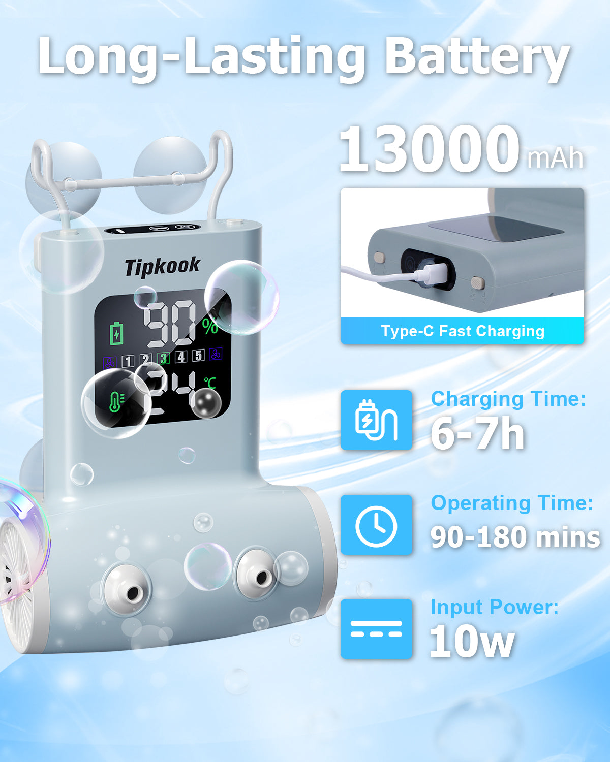 Rechargeable Bath Jet for Tub with LED Display, [2026 Newest] Portable Jet Spa for Bathtub with 5 Speeds, 3 Bubble Modes, IPX8 Waterproof, Dual Hydro Jets for Tub Relax at Home