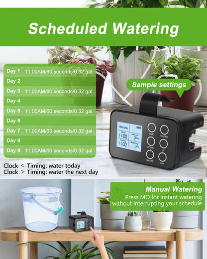 Plant Automatic Watering System for Indoor,Programmable Drip Irrigation System with LED Display,Watering Timer,Drip Irrigation Set with Transparent Silicone Tubing up to15 Pots Plants
