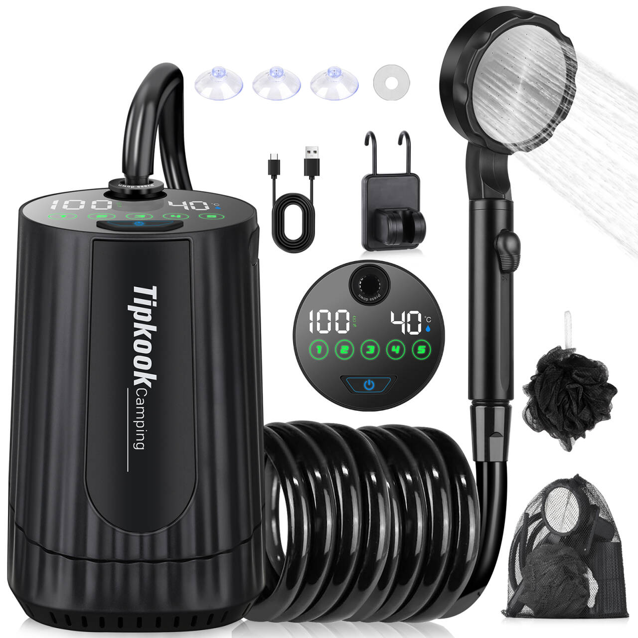 Tipkook 10000mAh Rechargeable Camping Shower
